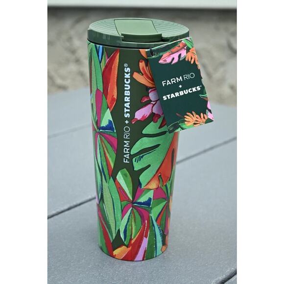 Starbucks x FARM Rio 2025 Tropical Banana Leaves Stainless Steel 16 oz Tumbler - Picture 2 of 5